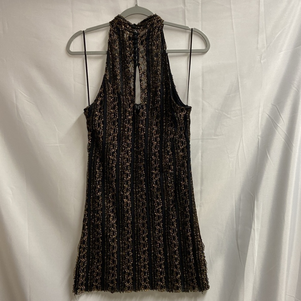 Free People Call A Cab Mini Dress Black & Gold Size Medium - Picture 6 of 8